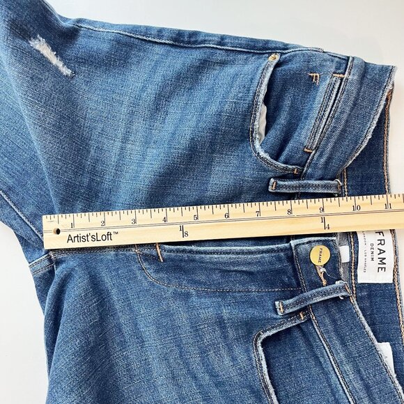 Frame Le High Skinny Jeans Clyde Medium Wash Ripped Distressed - Women's Size 25 - Picture 6 of 7